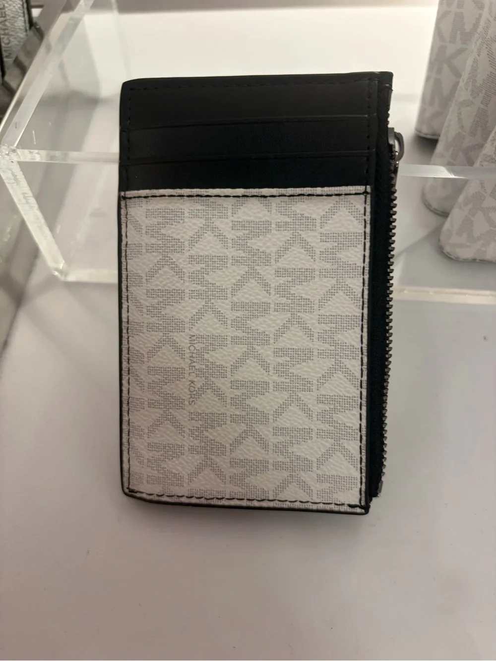 Michael Kors Cooper card holder ID Wallet white MK Ombre Logo new